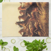 Roping Wild Horses von James Walker Geschirrtuch (Gefaltet)