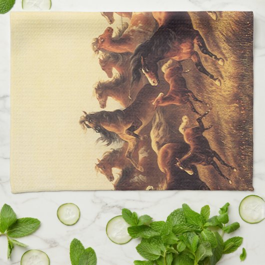 Roping Wild Horses von James Walker Geschirrtuch (Gefaltet)