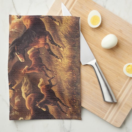 Roping Wild Horses von James Walker Geschirrtuch (Viertel Falte)