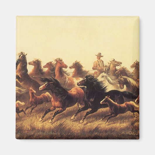 Roping Wild Horses von James Walker Magnet (Vorne)
