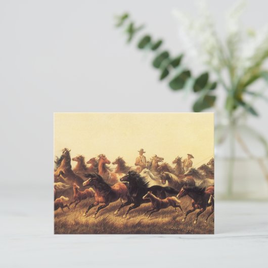 Roping Wild Horses von James Walker Postkarte (Stehend Vorderseite)
