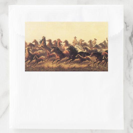 Roping Wild Horses von James Walker Rechteckiger Aufkleber (Tasche)