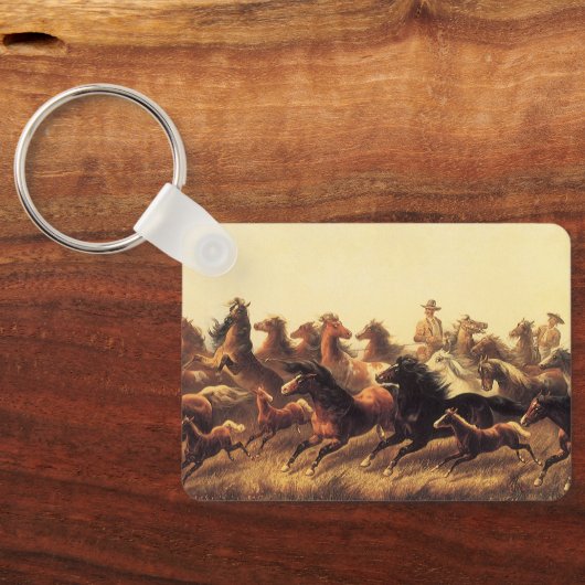 Roping Wild Horses von James Walker Schlüsselanhänger (Rückseite)