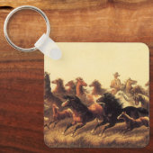 Roping Wild Horses von James Walker Schlüsselanhänger (Vorderseite)
