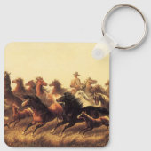 Roping Wild Horses von James Walker Schlüsselanhänger (Rückseite)