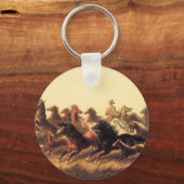 Roping Wild Horses von James Walker Schlüsselanhänger (Vorderseite)