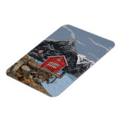 Rorbu Lofoten Bergen Norwegen Landschaftsbild Illu Magnet (Linke Seite)
