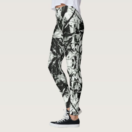 Rorschach, Schwarzweiß-Spritzer Leggings (Links)