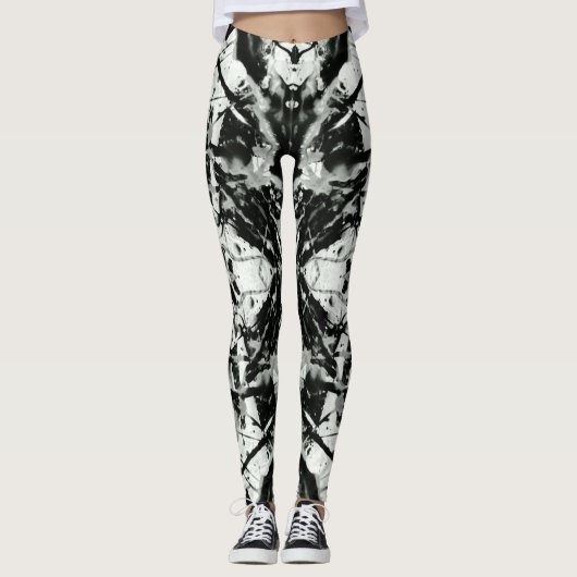 Rorschach, Schwarzweiß-Spritzer Leggings (Vorderseite)
