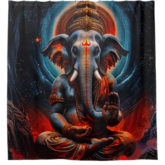 Rorschach-Stil Buddha-Elefant 001 Duschvorhang (Vorderseite)