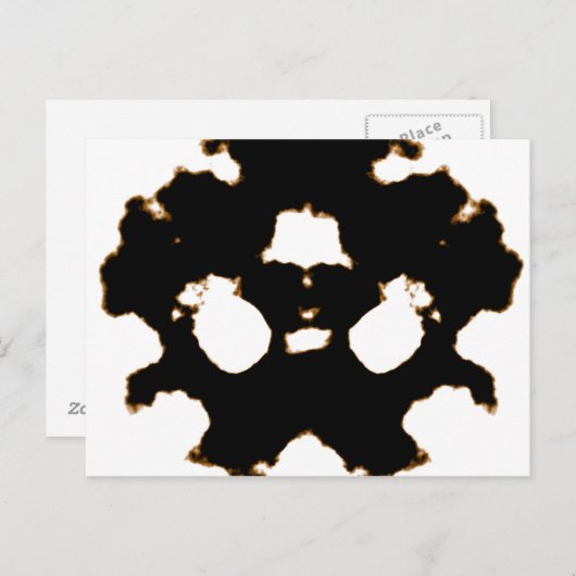 Rorschach-Test einer Tintenlot-Karte in Schwarz un Postkarte (Vorne/Hinten)