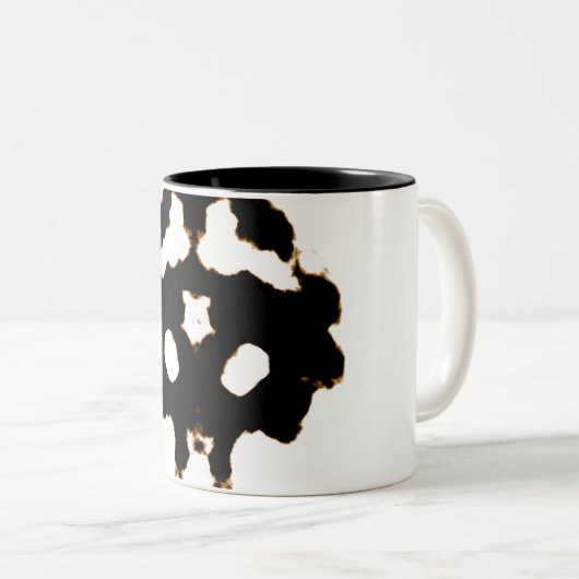 Rorschach-Test einer Tintenlot-Karte in Schwarz Zweifarbige Tasse (VorderseiteRechts)