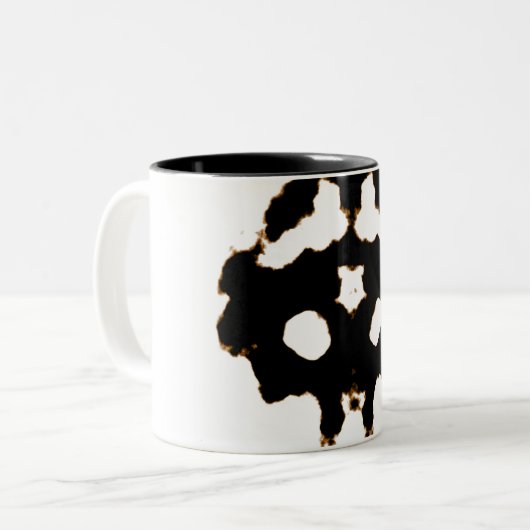 Rorschach-Test einer Tintenlot-Karte in Schwarz Zweifarbige Tasse (Vorderseite Links)