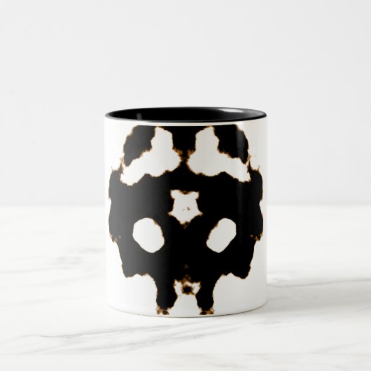 Rorschach-Test einer Tintenlot-Karte in Schwarz Zweifarbige Tasse (Mittel)