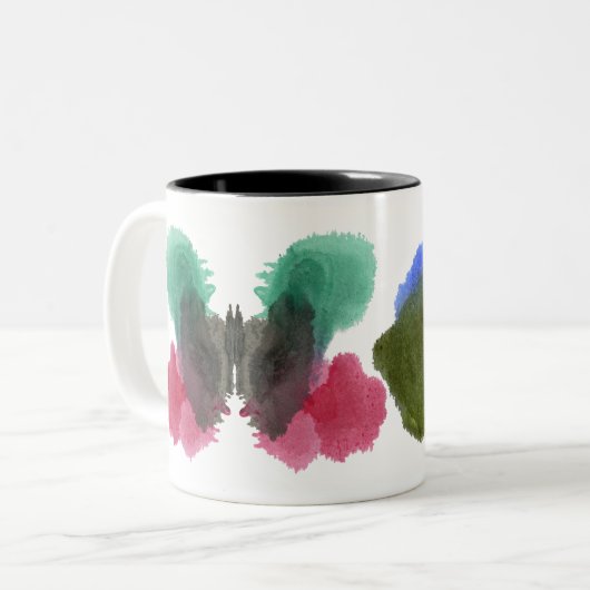 Rorschach Tintenkleks-Test. Rufen Sie mich nicht Zweifarbige Tasse (Vorderseite Links)
