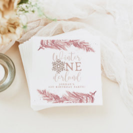 RORY Blush Winter Onder Land Pine 1. Geburtstag Serviette