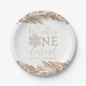 RORY Boho Beige Winter Wonderland Erster Geburtsta Pappteller (Vorderseite)