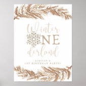 RORY Boho Beige Winter Wonderland Erster Geburtsta Poster (Vorne)