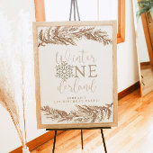 RORY Boho Beige Winter Wonderland Erster Geburtsta Poster