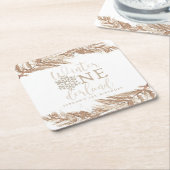 RORY Boho Beige Winter Wonderland Erster Geburtsta Rechteckiger Pappuntersetzer (angewinkelt)