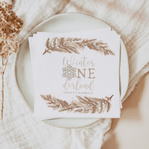 RORY Boho Beige Winter Wonderland Erster Geburtsta Serviette