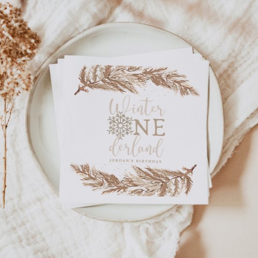 RORY Boho Beige Winter Wonderland Erster Geburtsta Serviette