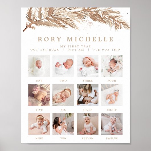 RORY Boho Beige Winter Wonderland Foto Milestone Poster (Vorne)