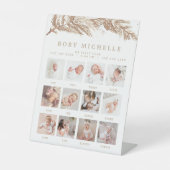 RORY Boho Beige Winter Wonderland Foto Milestone Sockelschild (Vorderseite)