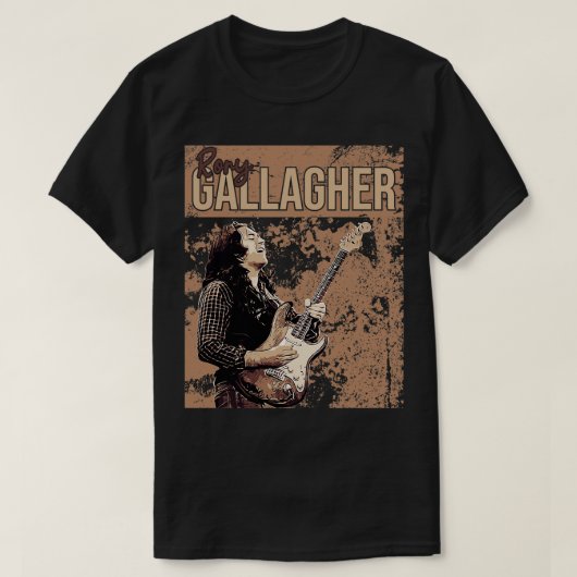 Rory Gallagher Brown Vintage Poster T-Shirt (Design vorne)