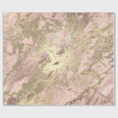 Ros Gold Blush Marble Shiny Metallic Stroke Pink Geschenkpapier (Flach)