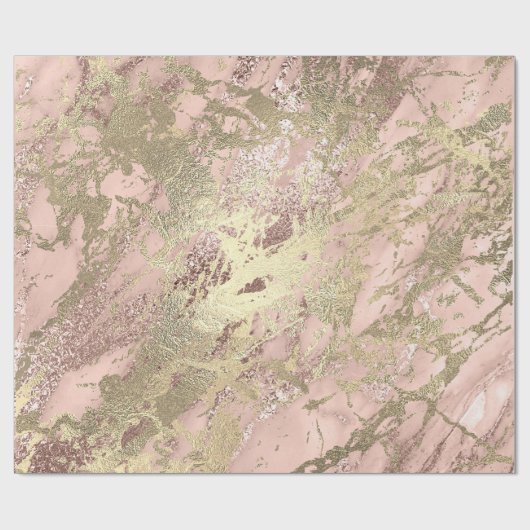 Ros Gold Blush Marble Shiny Metallic Stroke Pink Geschenkpapier (Flach)
