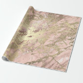 Ros Gold Blush Marble Shiny Metallic Stroke Pink Geschenkpapier (Ungerollt)