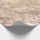 Ros Gold Blush Marble Shiny Metallic Stroke Pink Geschenkpapier (Ecke)