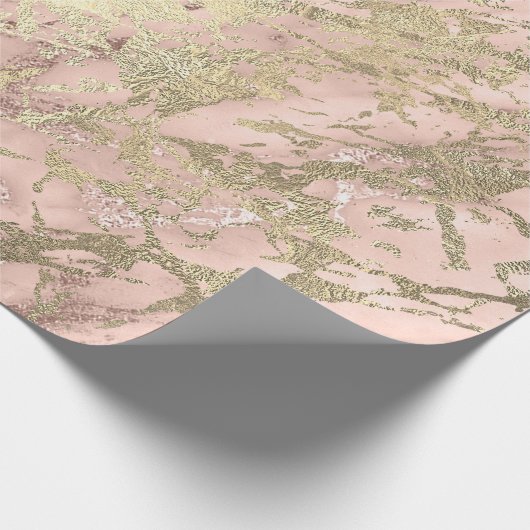 Ros Gold Blush Marble Shiny Metallic Stroke Pink Geschenkpapier (Ecke)