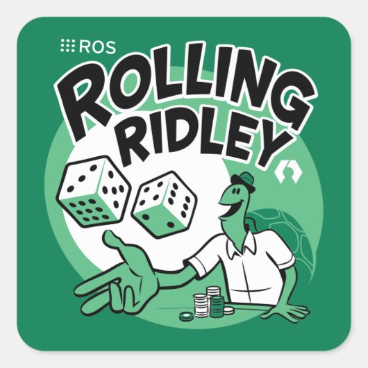 ROS Rolling Ridley Quadratischer Aufkleber (Vorderseite)