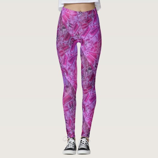 Rosa $ 100 Bills Leggings (Vorderseite)