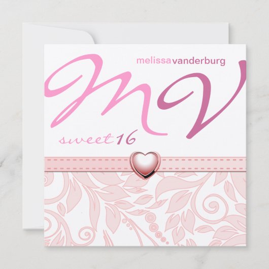 Rosa 16 . Geburtstag Geburtstag Einladung (Vorderseite)