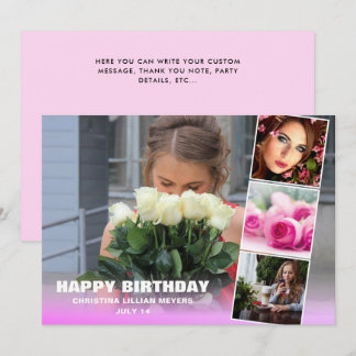 Rosa 16 . Geburtstag Geburtstagskarte