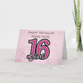 Rosa 16 . Geburtstag Personalisiert Geburtstagskar Karte (Vorderseite)