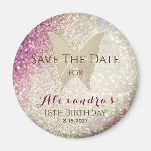 Rosa 16. Geburtstag Save the Date Einladung Magnet