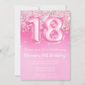 Rosa 18. Geburtstag Einladung Girly Pink Glitzer (Vorderseite)