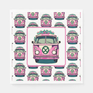 Rosa 1970er Hippie Van Retro Vintag Style Geburtst Serviette