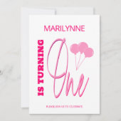 Rosa 1. Geburtstag Einladung (Vorderseite)