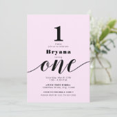 Rosa 1. Geburtstag Foto Alle Farbmindestwerte Einladung (Stehend Vorderseite)