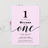 Rosa 1. Geburtstag Foto Alle Farbmindestwerte Einladung (Vorne/Hinten)