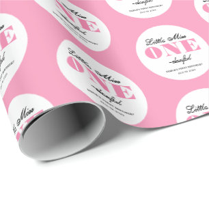 Rosa 1. Geburtstag Geschenkpapier