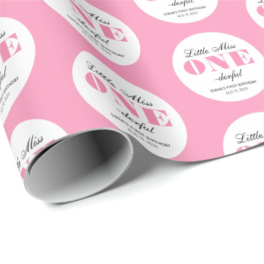 Rosa 1. Geburtstag Geschenkpapier (Rolleneckpunkt)