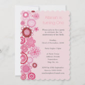 Rosa 1. Geburtstag Nummer 1 Party Custom Einladung (Rückseite)