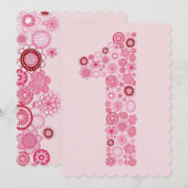 Rosa 1. Geburtstag Nummer 1 Party Custom Einladung (Vorne/Hinten)