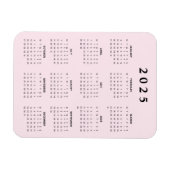 Rosa 2025 Monatlicher Kalender Magnet (Horizontal)